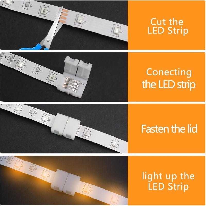 Yetaida 10PCS 3-Pin LED Strip Connectors, 8mm X-Shaped Corner Light Connectors Solderless, Extendable Terminal Adapters for WS2811 WS2812 WS2812b RGB LED Strip Lights, Ideal for Various DIY Projects - Image 3